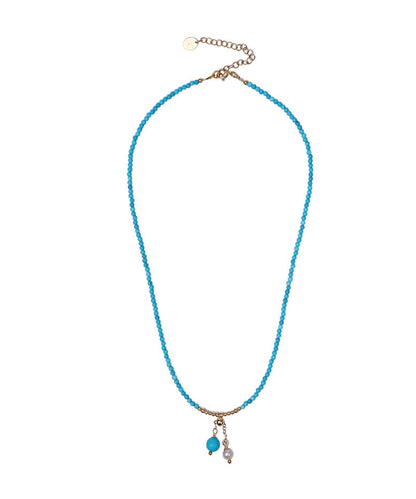 New Natural Pearl Patchwork Turquoise Necklace