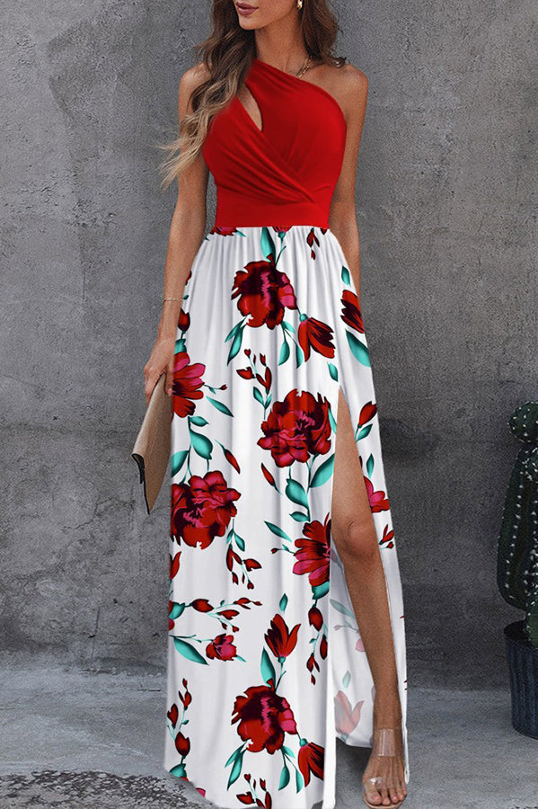 Jolie One Shoulder Cutout Slit Maxi Dress