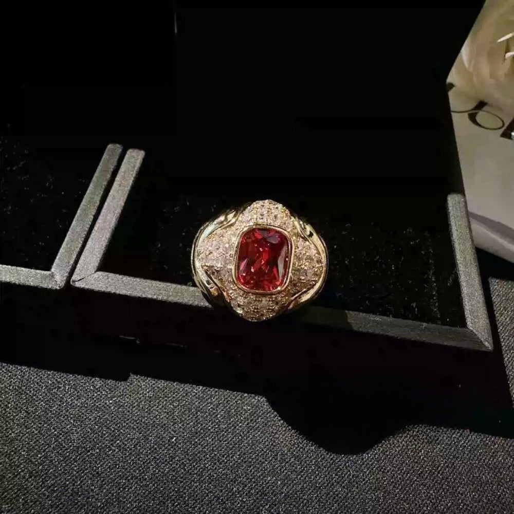 Aisha 18k Gold Pleated Colored Crystal Ring