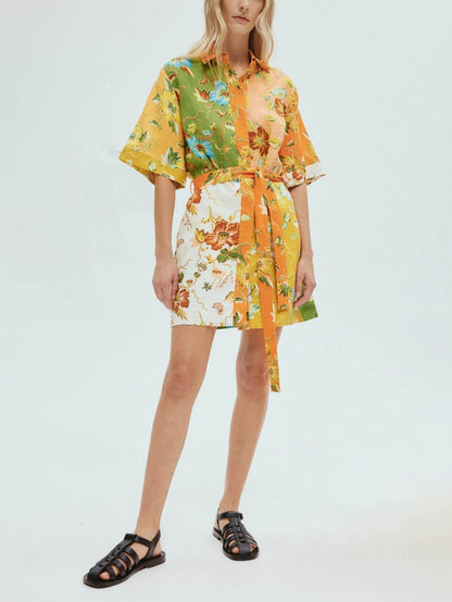 Unique Contrasting Print Mini Dress