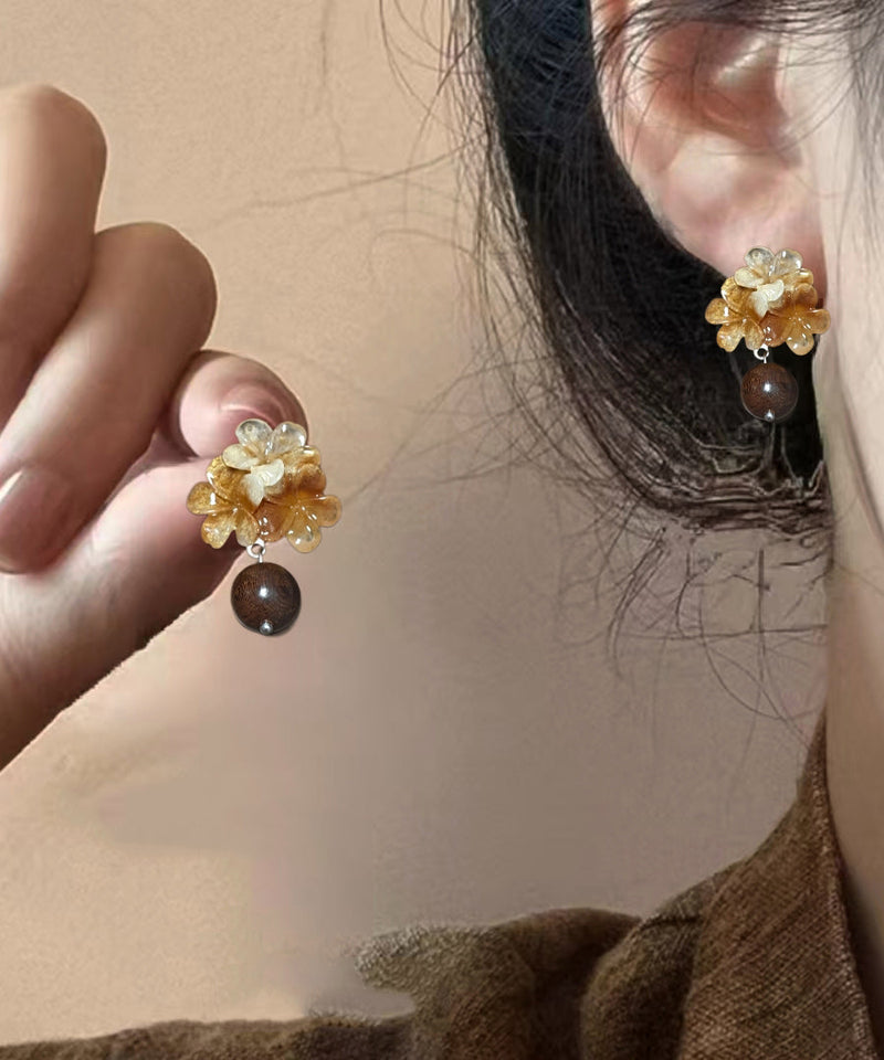 Gradient Color Brown Copper Resin Drop Earrings