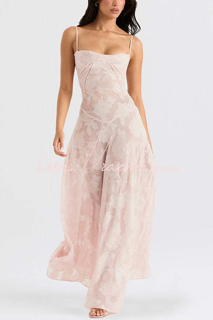 Suspenders See-through Holiday Slim Maxi Dress