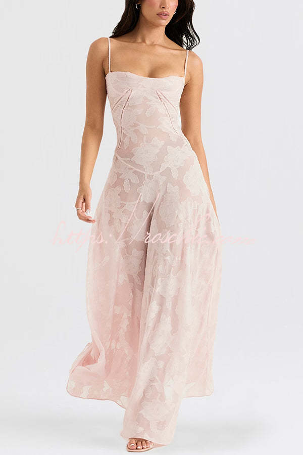 Suspenders See-through Holiday Slim Maxi Dress