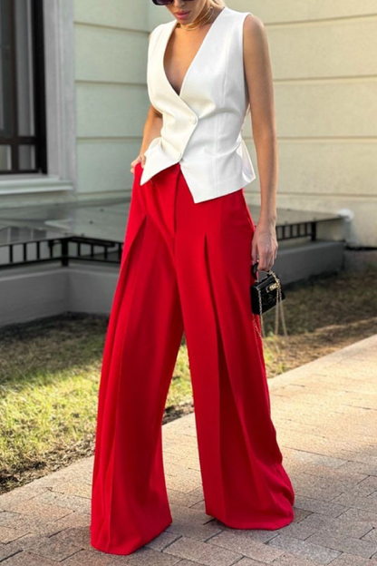 Vest \u0026 Wide Leg Pants Two-piece Set