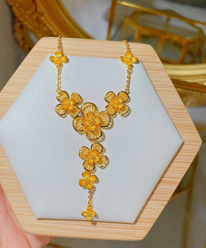 Gold Sterling Silver Overgild Hollow Out Pendant Necklace