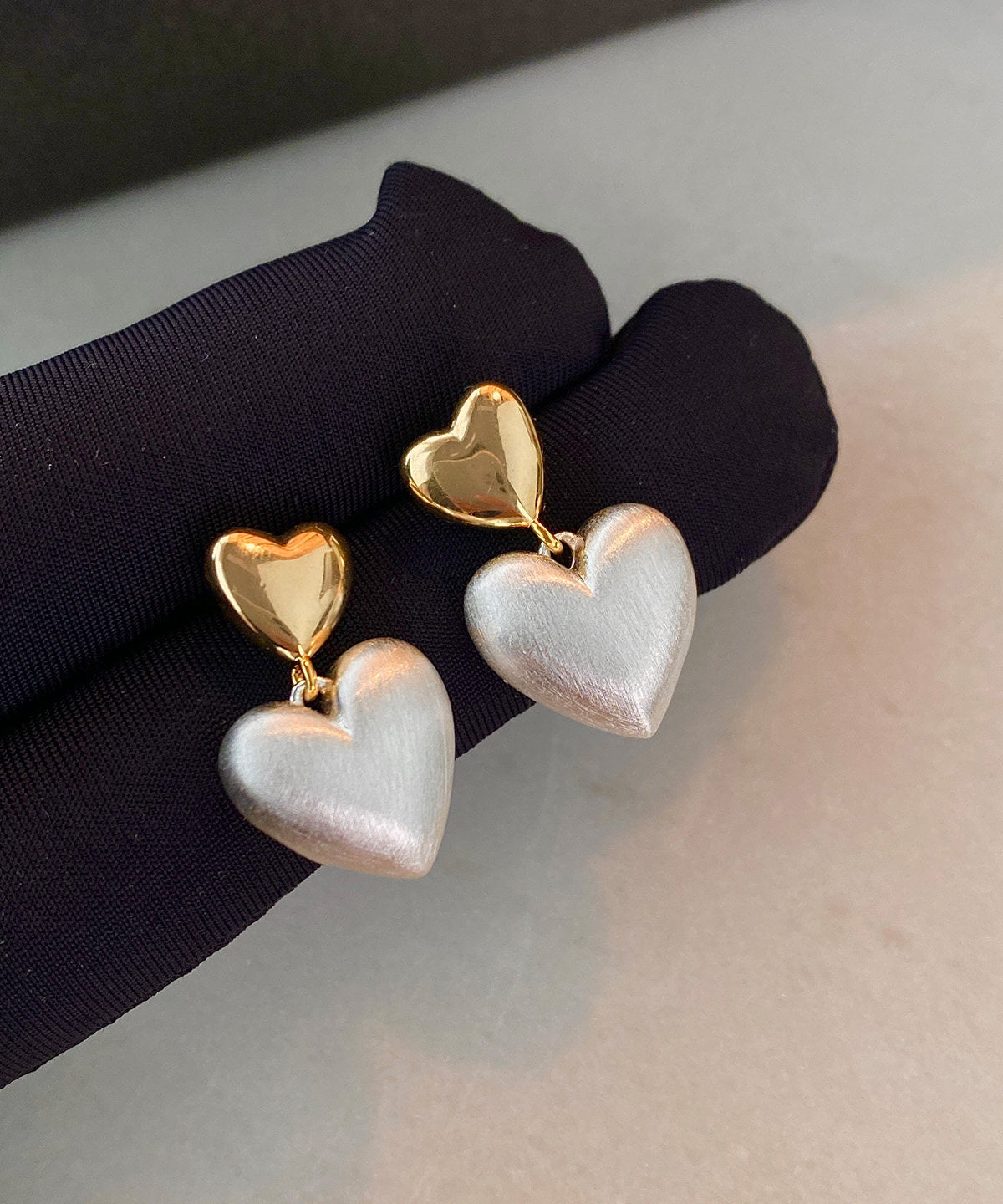 Stylish Metal Frosted Heart-shaped Stud Earrings