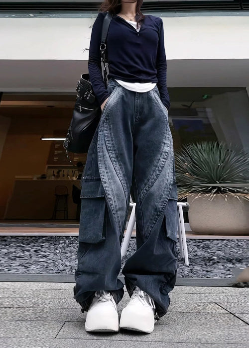 With Pants Black Denim Classy Spring Pockets Oversized