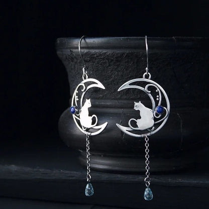 Celestial Whispers Cat Earrings Set