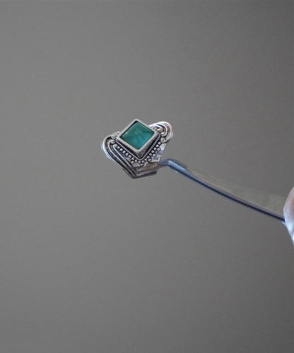 Green Sterling Silver Turquoise Dragon Totem Ring
