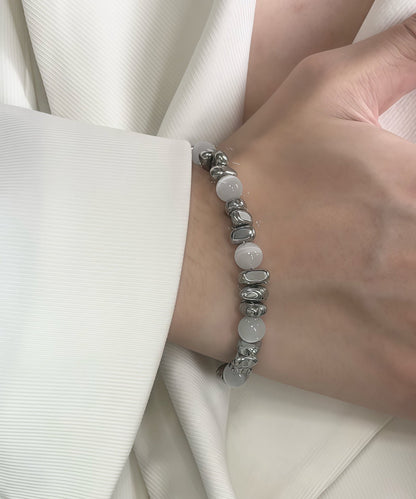 Boutique Colorblock Stainless Steel Cat's Eye Patchwork Charm Bracelet