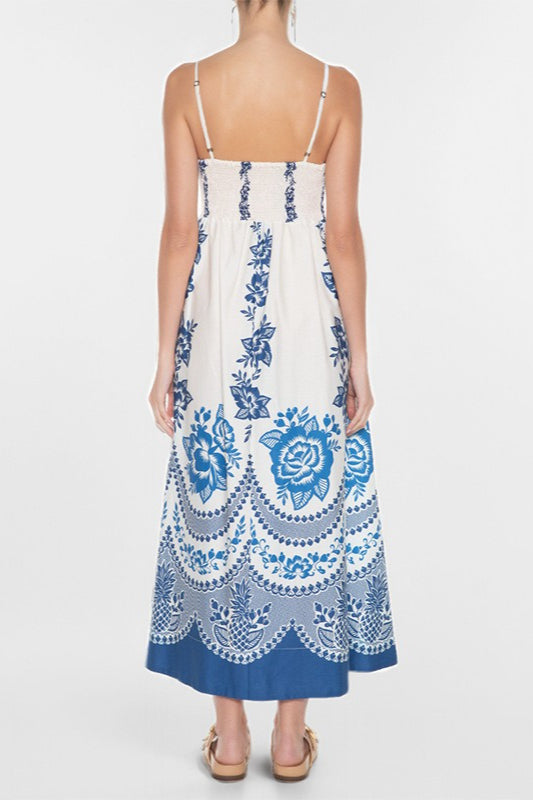 Print High-waist Maxi Dress