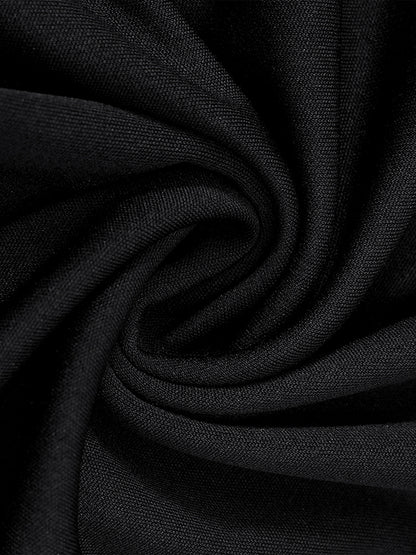A-line Long Sleeves Gauze Pleated Split-joint V-neck Midi Dresses