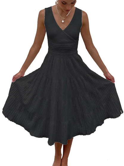 Knit V-neck for Maxi Dress Y2k Backless Knitwear Party Dress Baggy High Waist Summer Female Dress