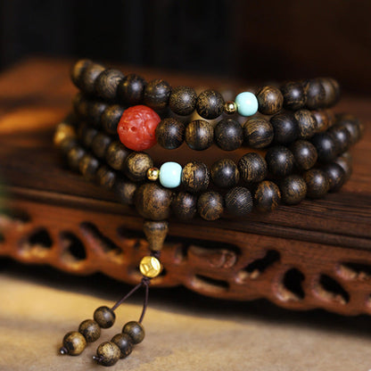 108 Beads Agarwood Wood Mala Bracelet for Meditation Peace