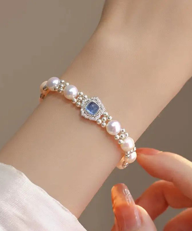 New Sterling Silver Pearl Crystal Bracelet