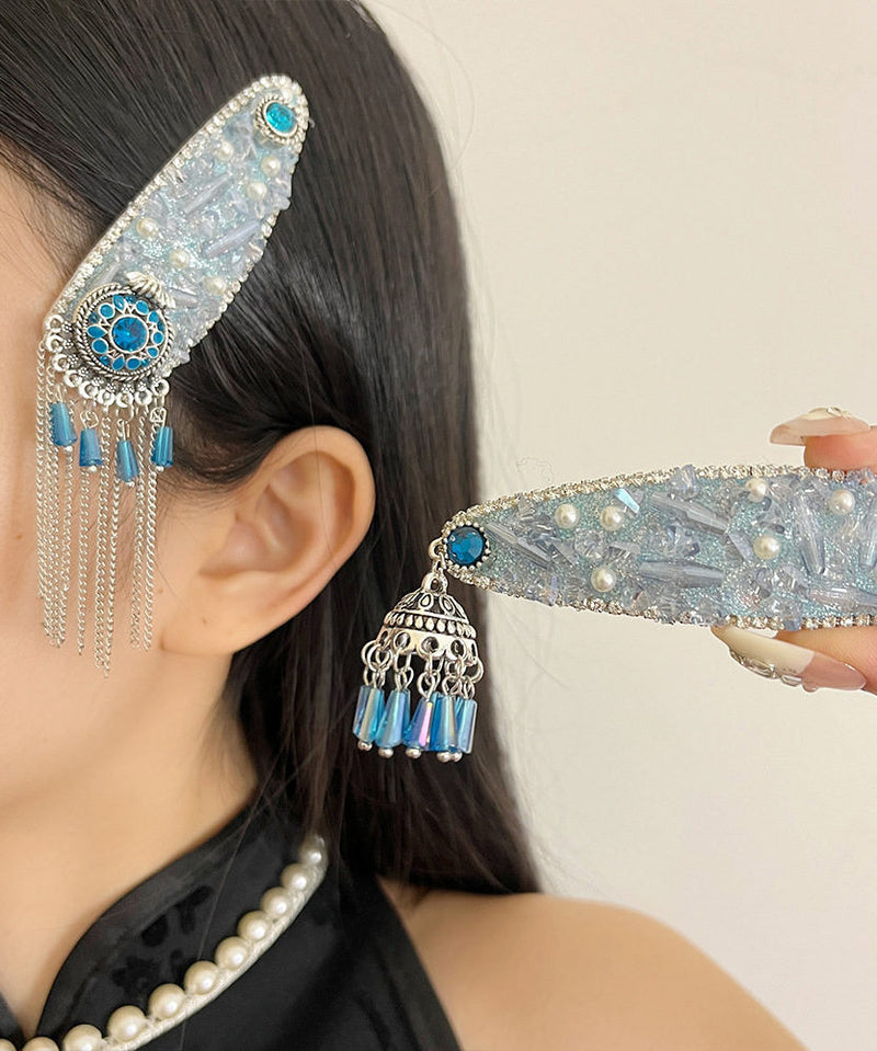 Peacock Blue Tasseled Hairpin