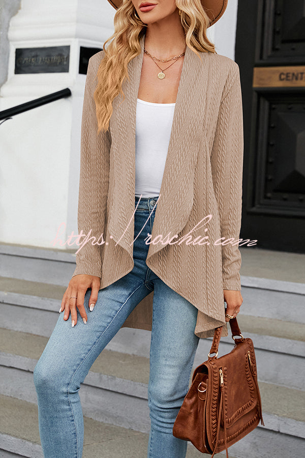 Long Sleeve Color Ruffle Loose Cardigan