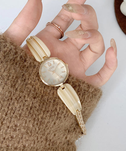 Apricot Alloy Quartz Movement Hardlex Crystal Watches
