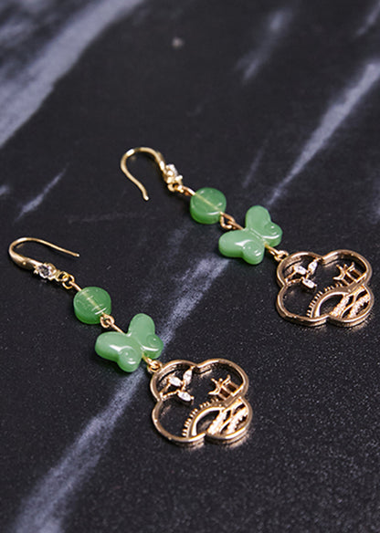 Butterfly Jade Collocation 14k Gold Drop Earrings