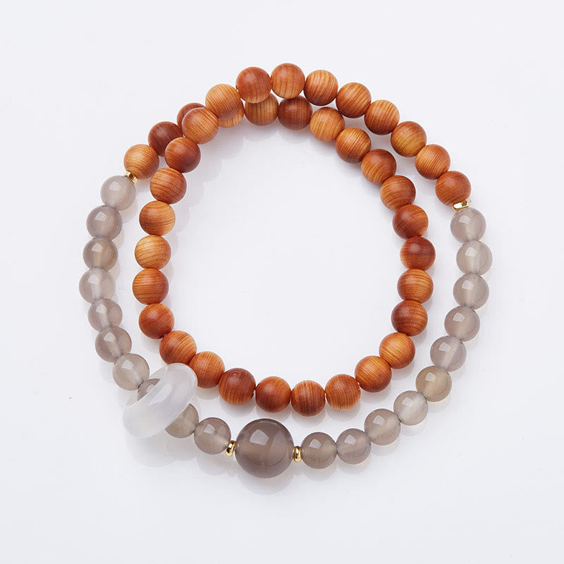 6mm Thuja Sutchuenensis Gray Agate Optimistic Bracelet