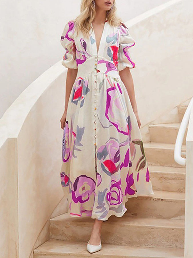 Slim Hem Printed Long Dress