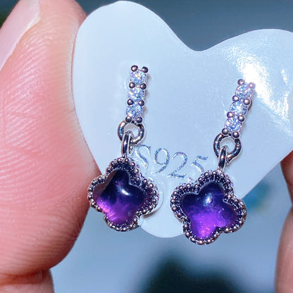 7-12mm Silver Crystal Stud Earrings for Healing & Balance