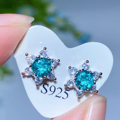 7-12mm Silver Crystal Stud Earrings for Healing & Balance