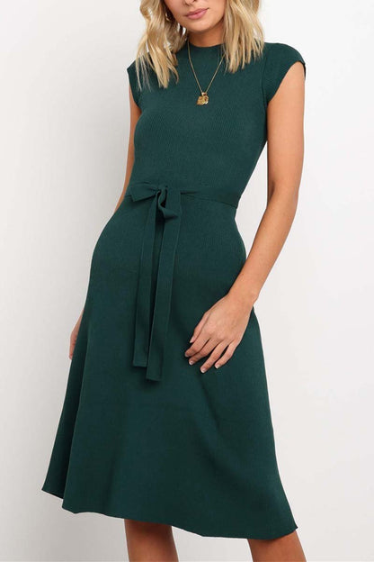 O Neck Dress With Belt(3 Colors)