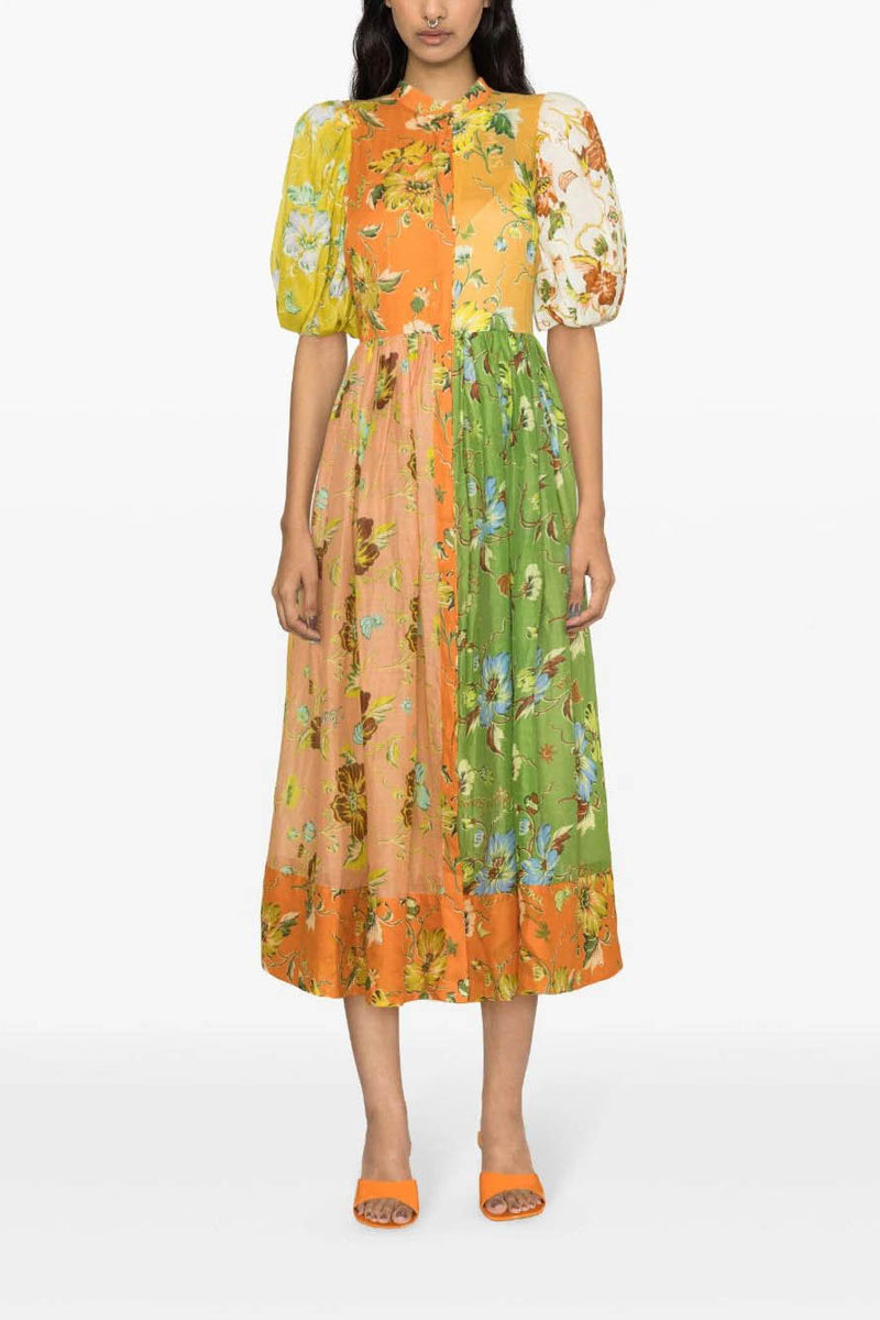 Interlude Puff Sleeve Midi Dress