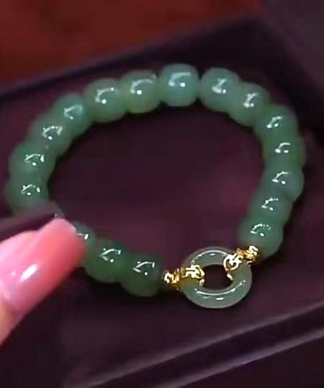 Boutique Green Alloy Jade Ping an Buckle Chain Bracelet