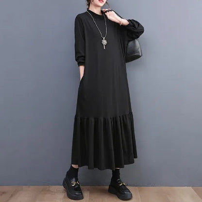 Dressbetty - Winter Loose Split Joint Long Sweatshirt Midi Dress