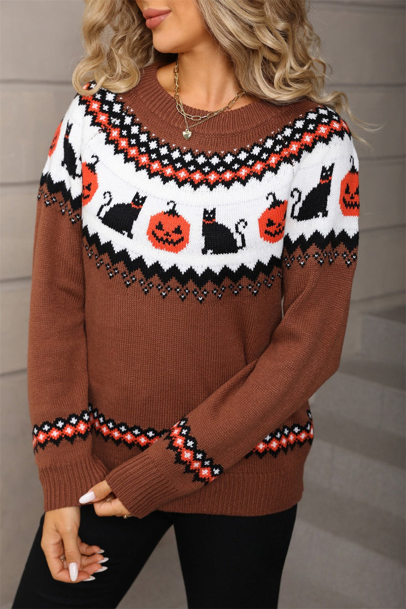 Graphic Pumpkin Halloween Sweater