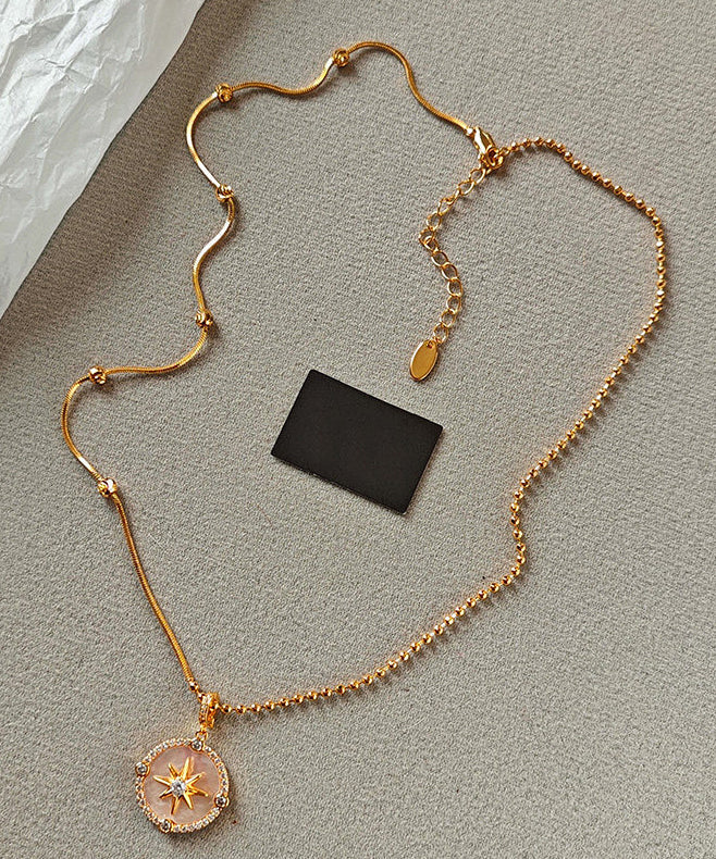 Gold Shell Adjustable Copper Pendant Necklace