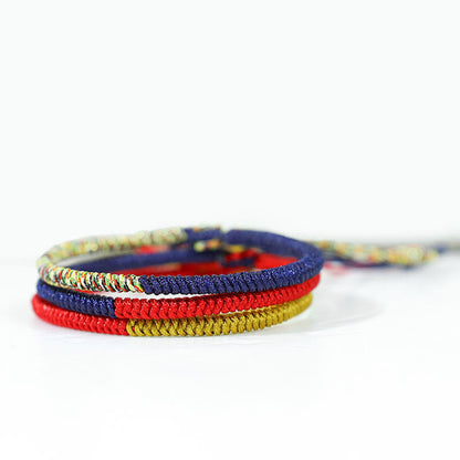 Buddha Stones Tibet Handmade Multicolor King Kong Knot Faith Protection Braided Two-color String Bracelet