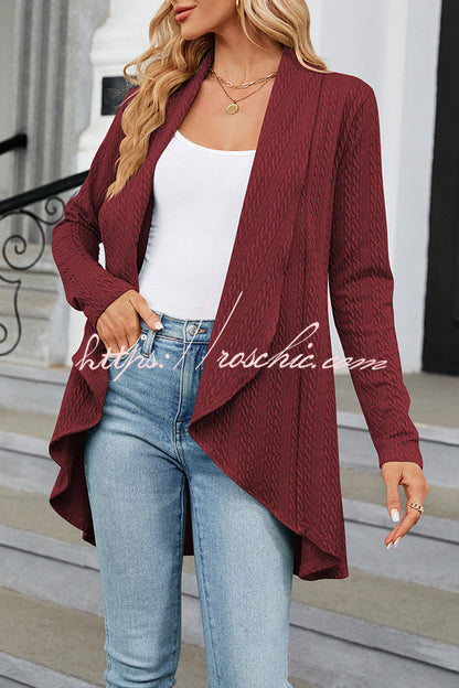 Long Sleeve Color Ruffle Loose Cardigan