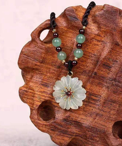 Handmade Green Crystal Jade Pendant Necklace