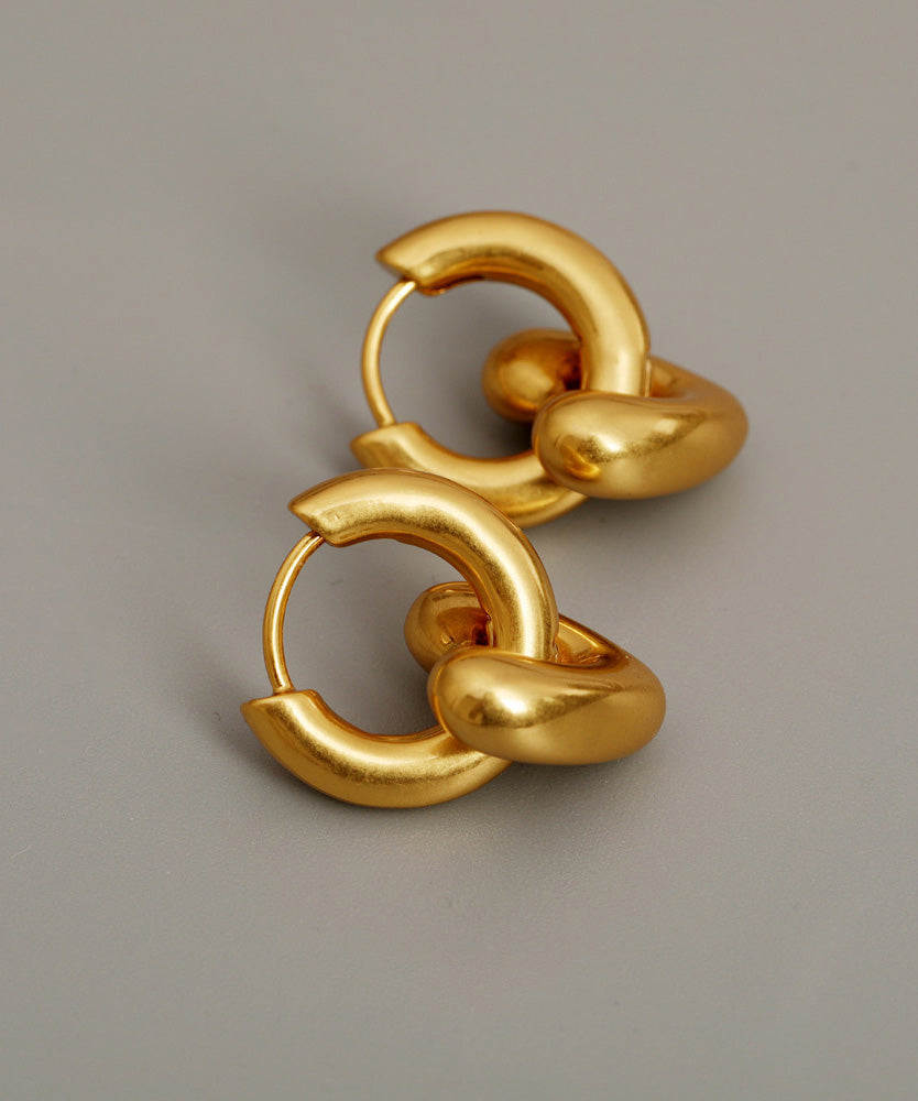 Gold Copper Overgild Removable Love Hoop Earringss