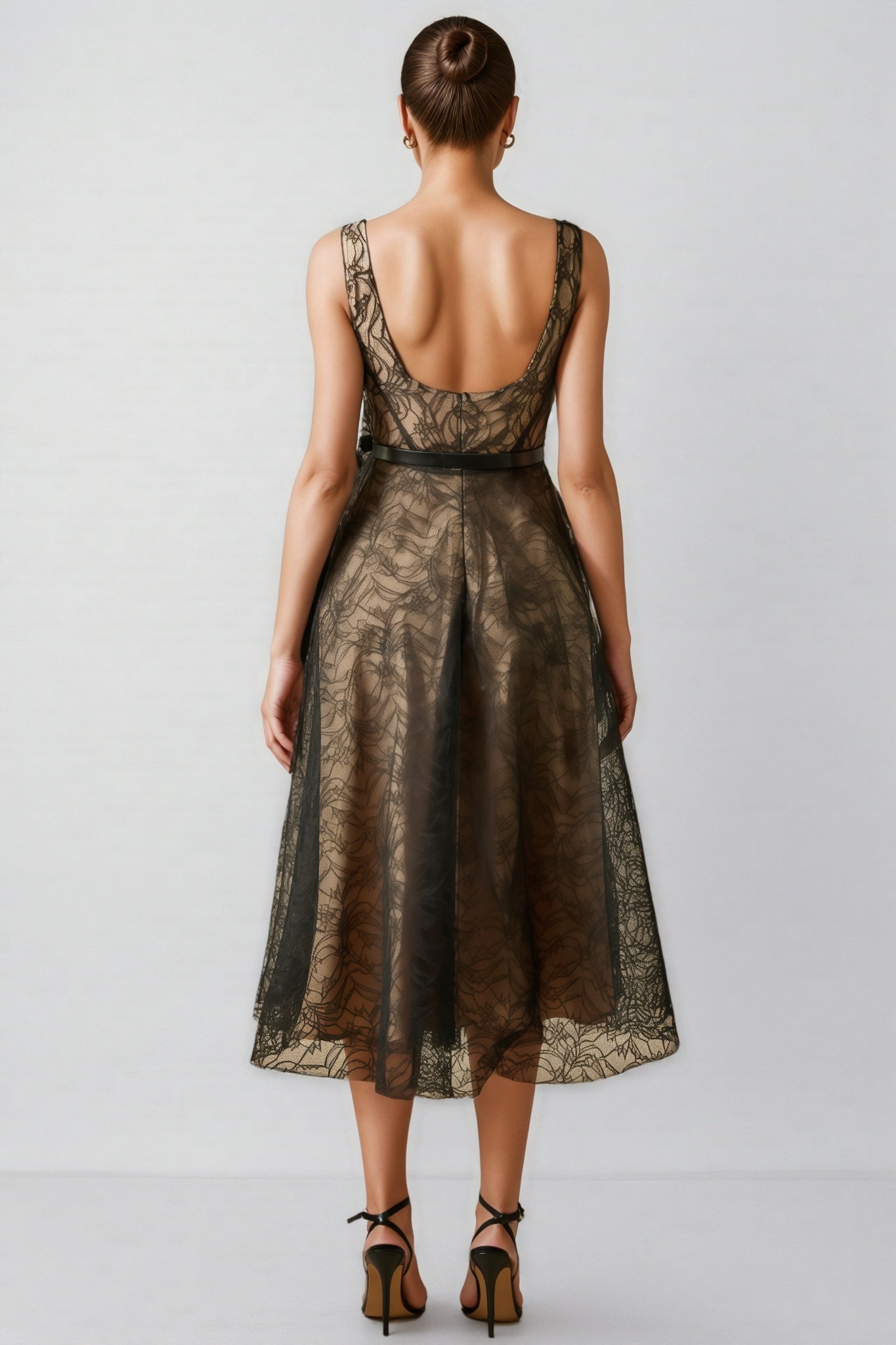 Eloise Applique Lace Overlay Midi Dress