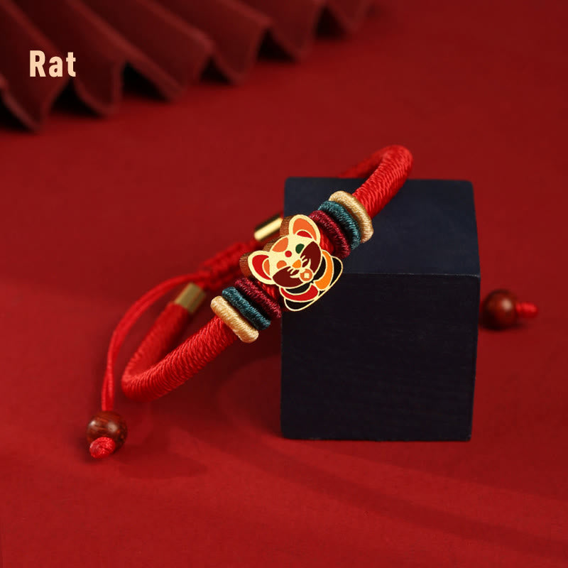 Buddha Stones Handmade 925 Sterling Silver Year of the Dragon Chinese Zodiac Luck Braided Red Bracelet