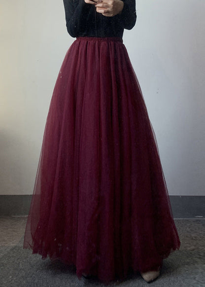 Elastic Mulberry Waist Modern Tulle Maxi Skirt