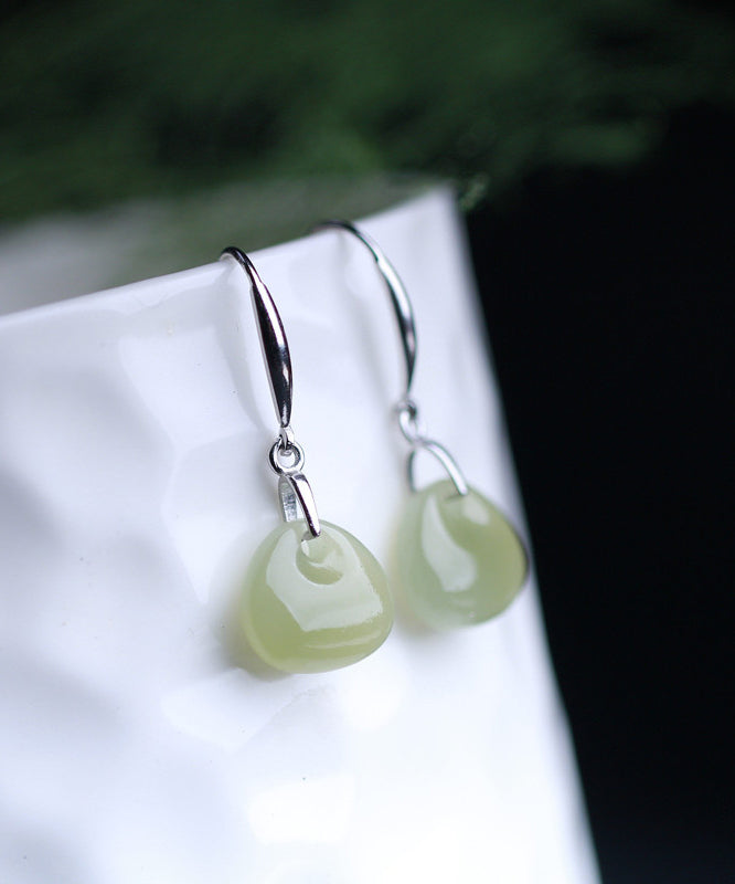 Silk Sterling Silver Jade Drop Earrings