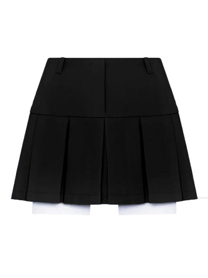 Black Blazer Sets Two Piece Cropped Blazer Jacket Coat and Mini Skirts Sets for Suit