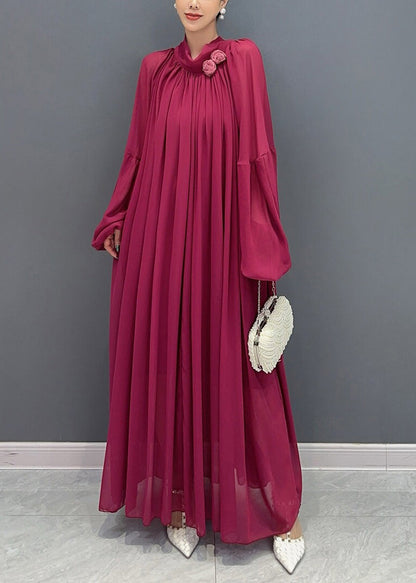 New Black Wrinkled Loose Chiffon Long Dress Fall Ao1060