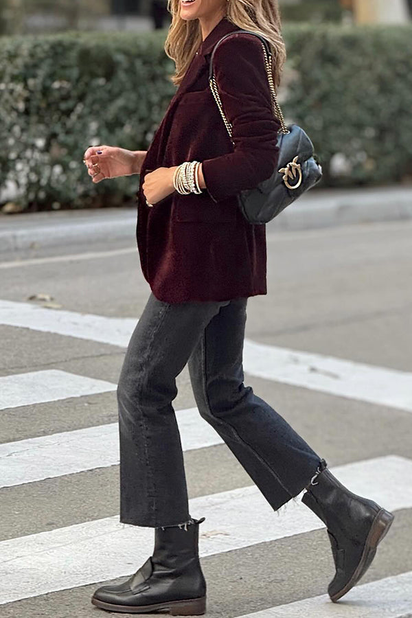 Gold Velvet Color Suit Cardigan
