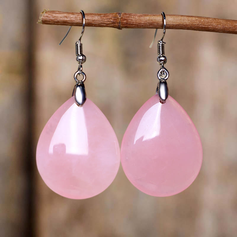 Green Aventurine Healing Drop Earrings With Pink Crystal & Tiger Eye