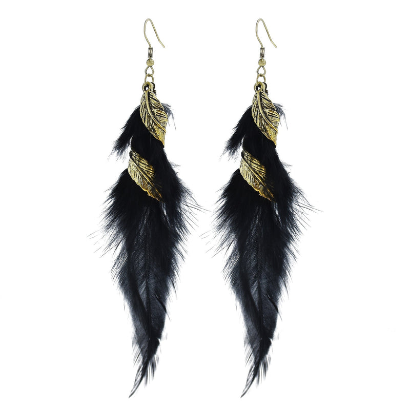 Chain Tassel Feather Earrings