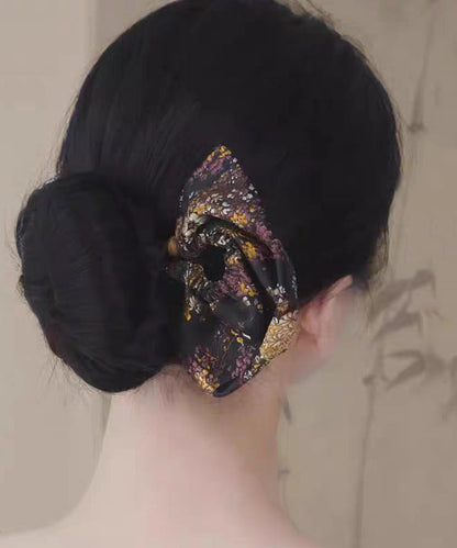 Black Copper Tiger Eye Stone Embroidery Fan-shaped Hairpin