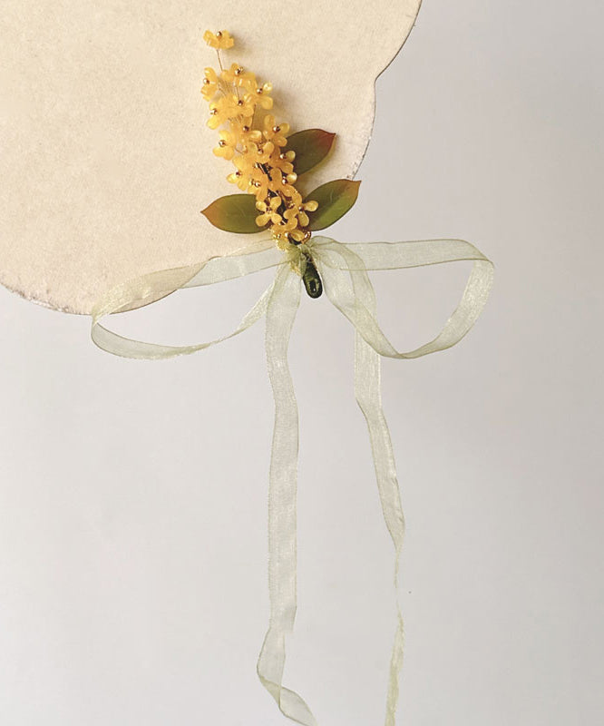 Chinese Style Yellow Alloy Tulle Osmanthus Ribbon a Pair Hairpin