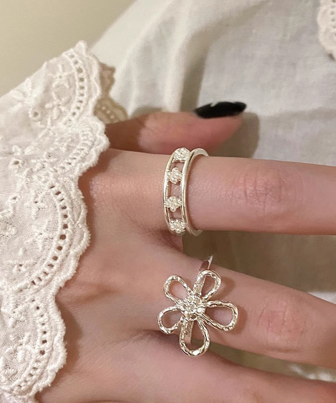 Gold Alloy Hollow Out Rings Two Piece Set
