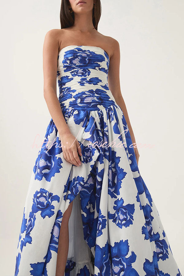 Perfect Moment Off Shoulder Ruched Bodice Drape Bubble Hem Maxi Dress